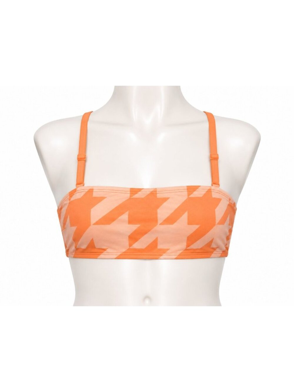 Sports Illustrated Womens Orange Houndstooth Bikini Top Straps Size Small